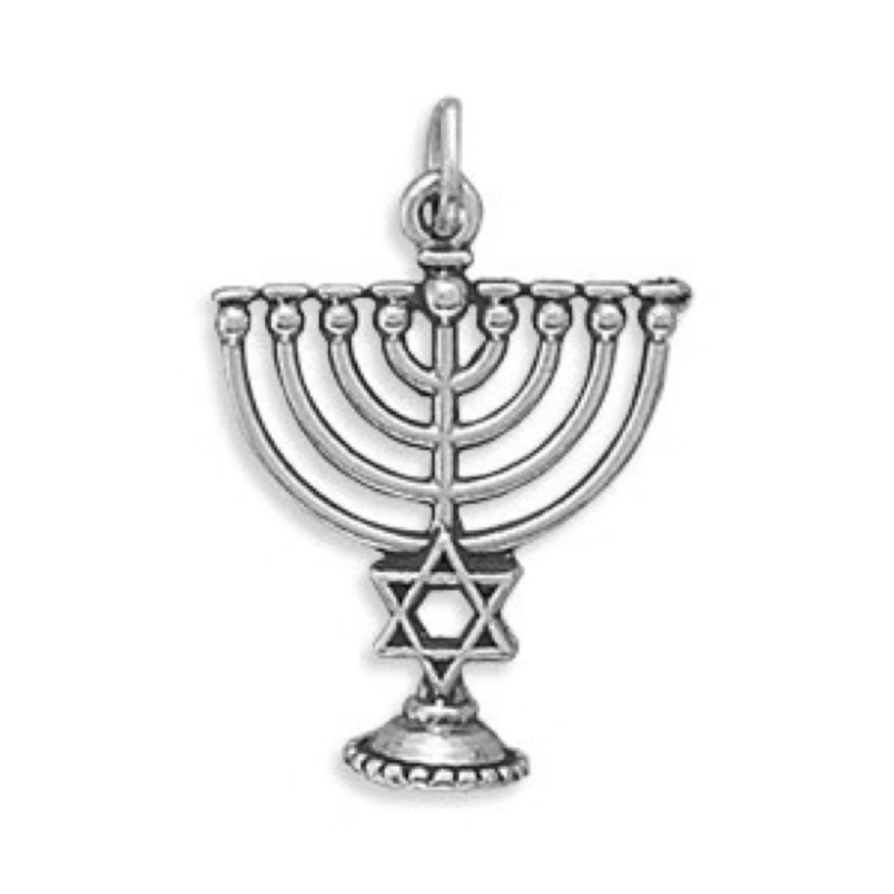 NWT Judaica Menorah Hanukkah Charm or Pendant - 925 Sterling Silver